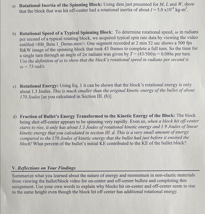 Iv Off Center Bullet Block Calculations Recall What Happened When You Looked At The Video Of An Identical Block Rising 2