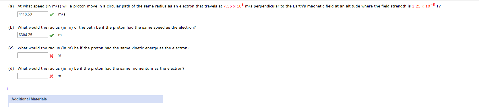 A At What Speed In M S Will A Proton Move In A Circular Path Of The Same Radius As An Electron That Travels At 7 55 1