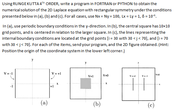 Using Rungekutta 4th Order Write A Program In Fortran Or Python To Obtain The Numerical Solution Of The 2d Laplace Equa 1