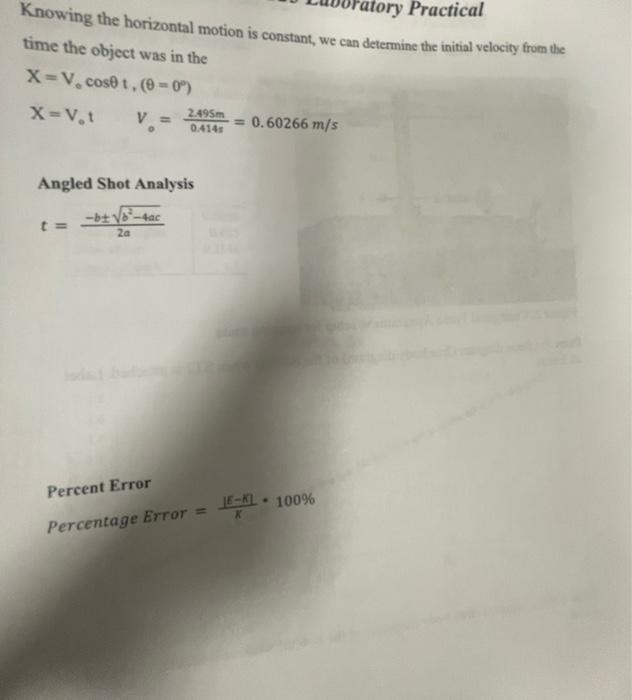 Ory Practical Knowing The Horizontal Motion Is Constant We Can Determine The Initial Velocity From The Time The Object 1