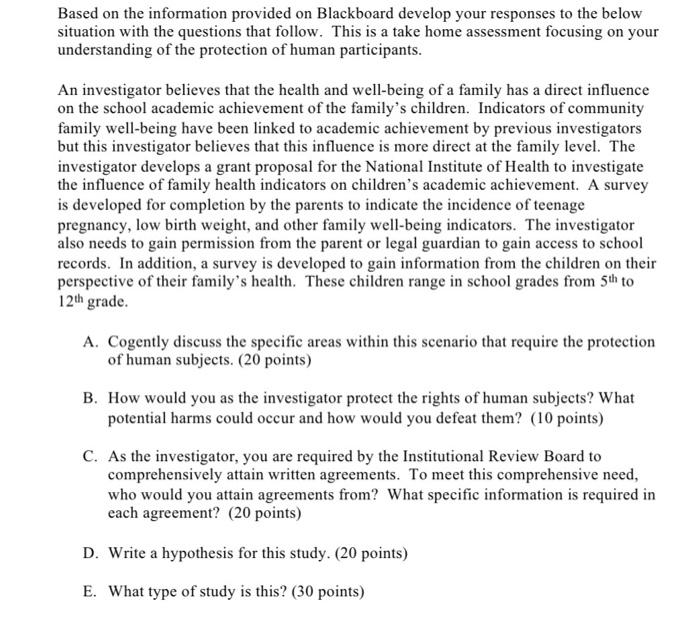 Based On The Information Provided On Blackboard Develop Your Responses To The Below Situation With The Questions That Fo 1