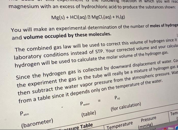 O 300 G Mass Of Magnesium Initial Temp Of Water Initial Volume 22 6 C 41 5 Ml Final Volume 4 1 Ml Final Temperature 22 2