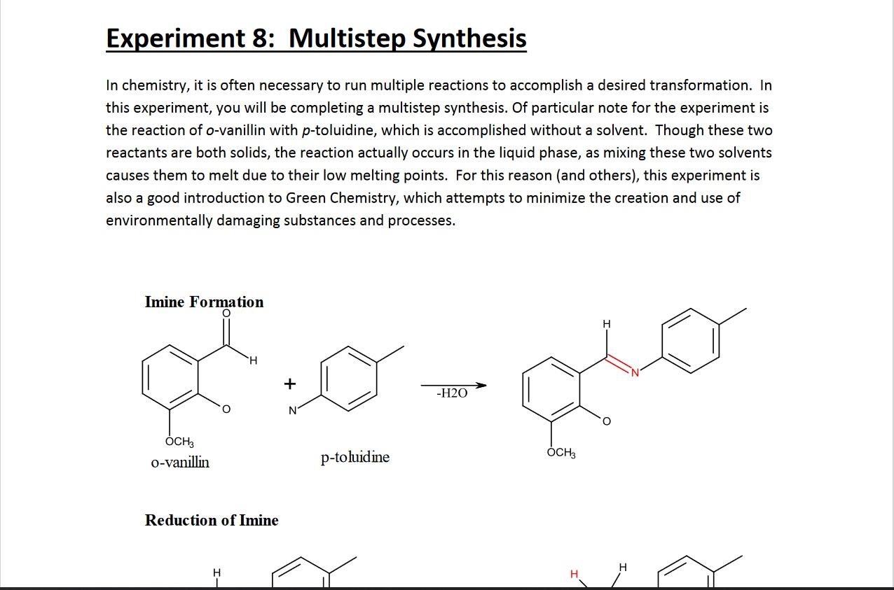 Experiment 8 Multistep Synthesis In Chemistry It Is Often Necessary To Run Multiple Reactions To Accomplish A Desired 1