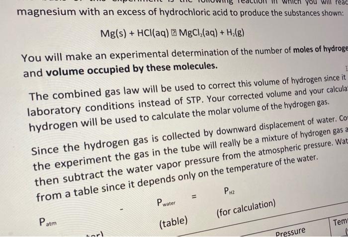 03300g Mass Of Magnesium Initial Temp Of Water Initial Volume 22 6 C 41 5 Ml Final Volume 4 1 Ml Final Temperature 22 9c 2