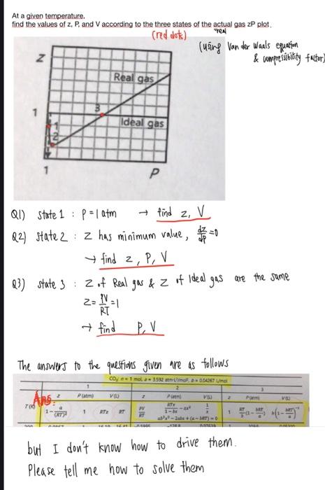 About Van Der Vaals Equations According To The Left Side Graph Q1 Status 1 Is When P Pressure 1atm Then Calculate The 5
