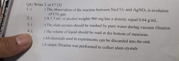 En 4 Write Tor F 31 1 The Observation Of The Reaction Between Nu Co And Agno Is Evolution Of Co Gas 2 A 1 5 1