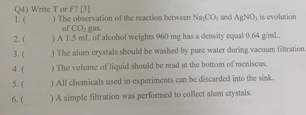 4 Write Tor F 3 1 The Observation Of The Reaction Between Na2co3 And Agno3 Is Evolution Of Co2 Gas 2 A 1 1