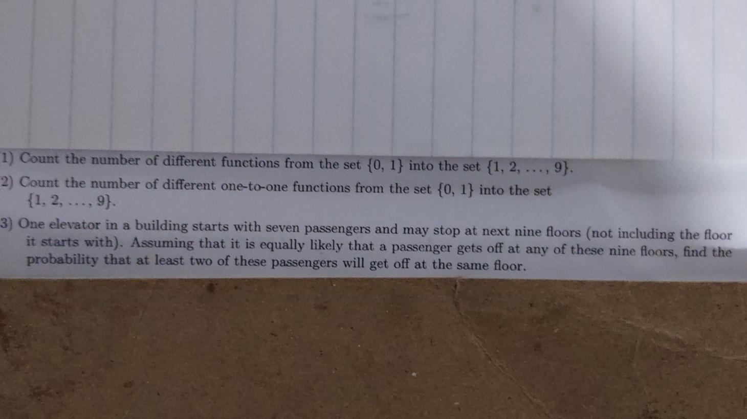 1 Count The Number Of Different Functions From The Set 0 1 Into The Set 1 2 9 2 Count The Number Of Different O 1