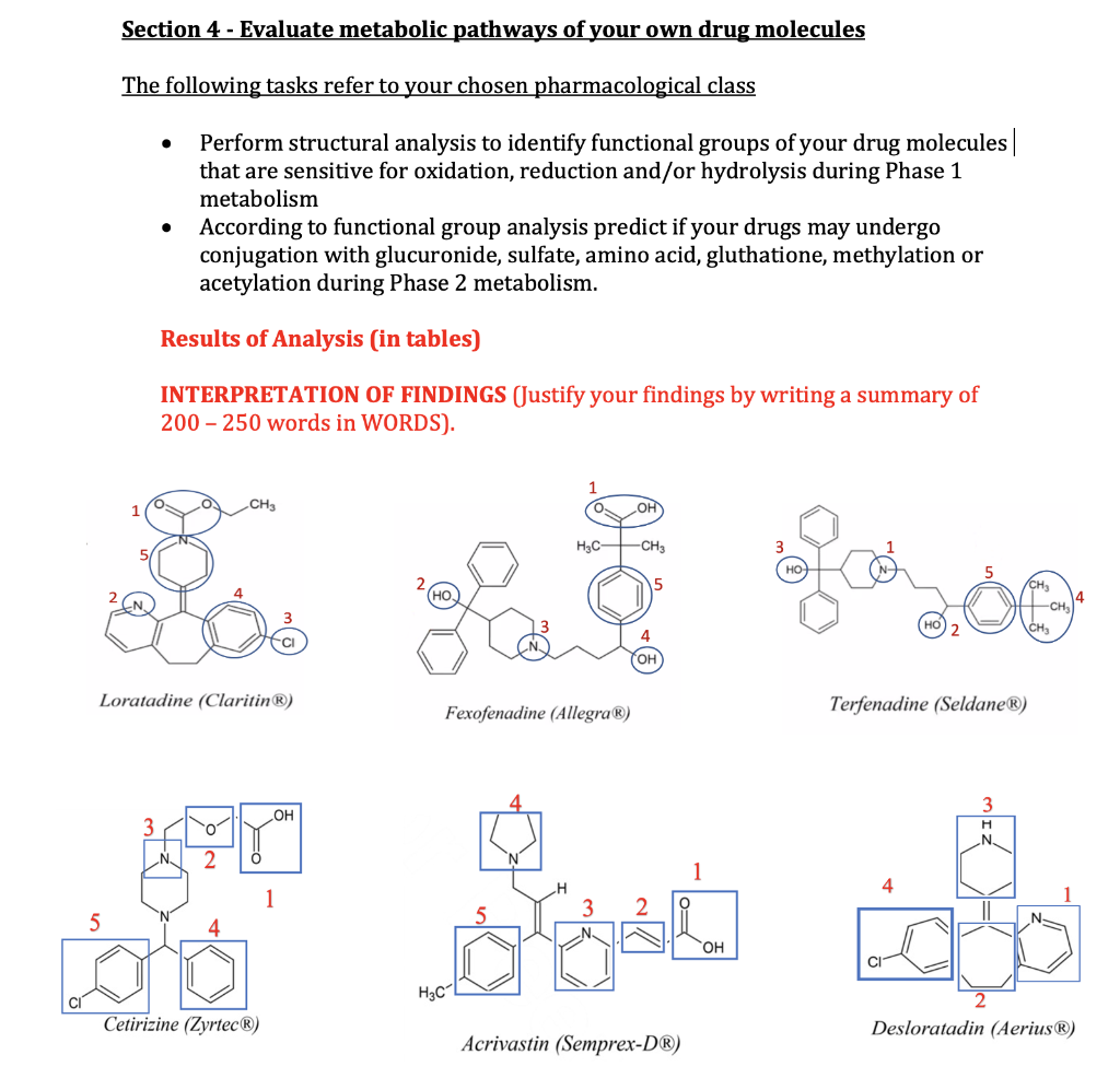 Section 4 Evaluate Metabolic Pathways Of Your Own Drug Molecules The Following Tasks Refer To Your Chosen Pharmacologi 1