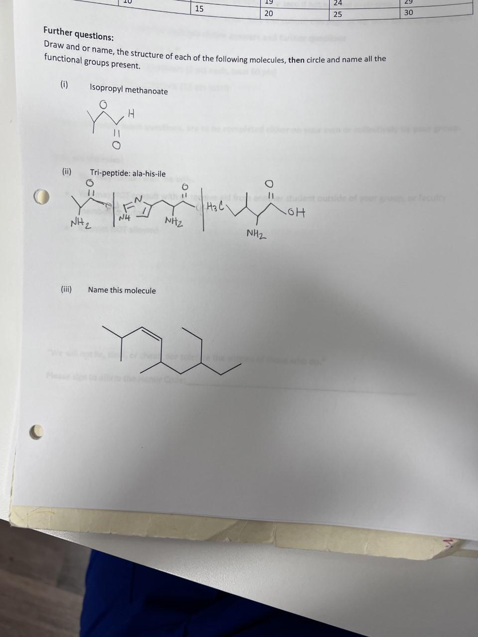 15 24 25 20 30 Further Questions Draw And Or Name The Structure Of Each Of The Following Molecules Then Circle And Na 1