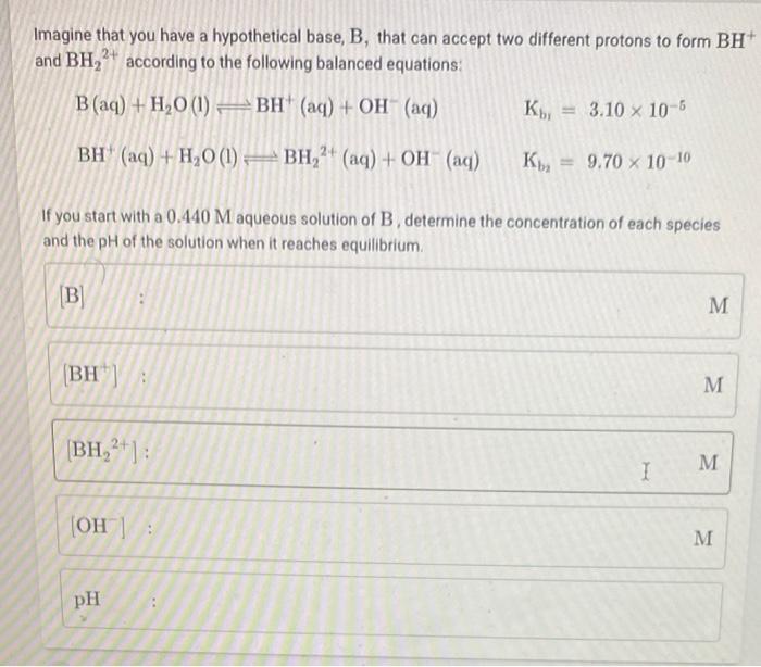 Imagine That You Have A Hypothetical Base B That Can Accept Two Different Protons To Form Bh And Bh According To The 2