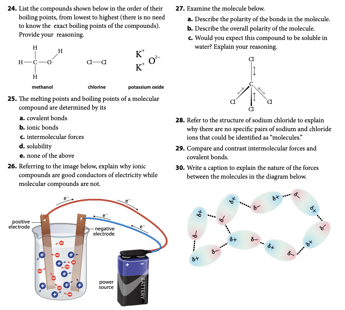 24 List The Compounds Shown Below In The Order Of Their Boiling Points From Lowest To Highest There Is No Need To Kno 1