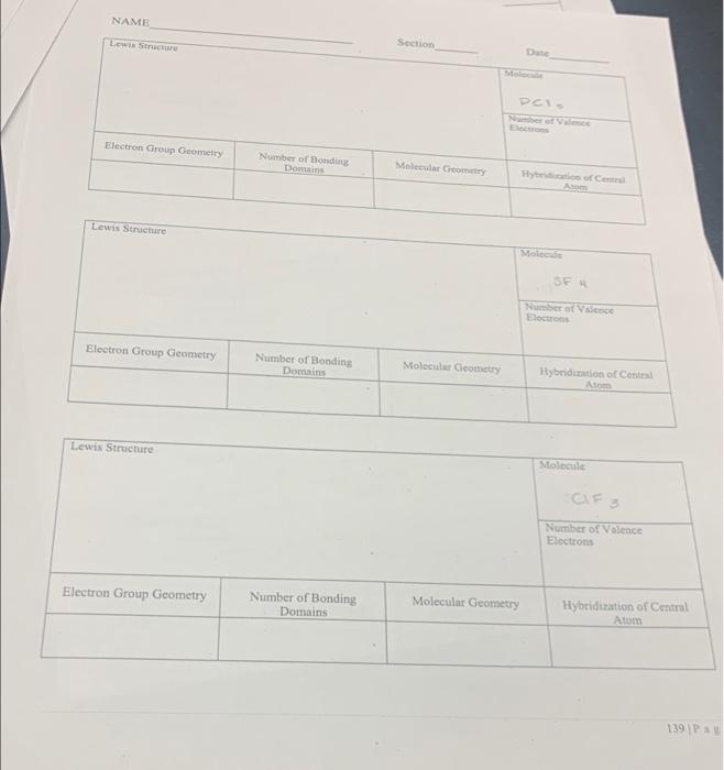 Lewis Structures And Molecular Geometry In The Boxes Provided Below Draw The Lewis Structure Of Each Ion Or Molecule Fro 4