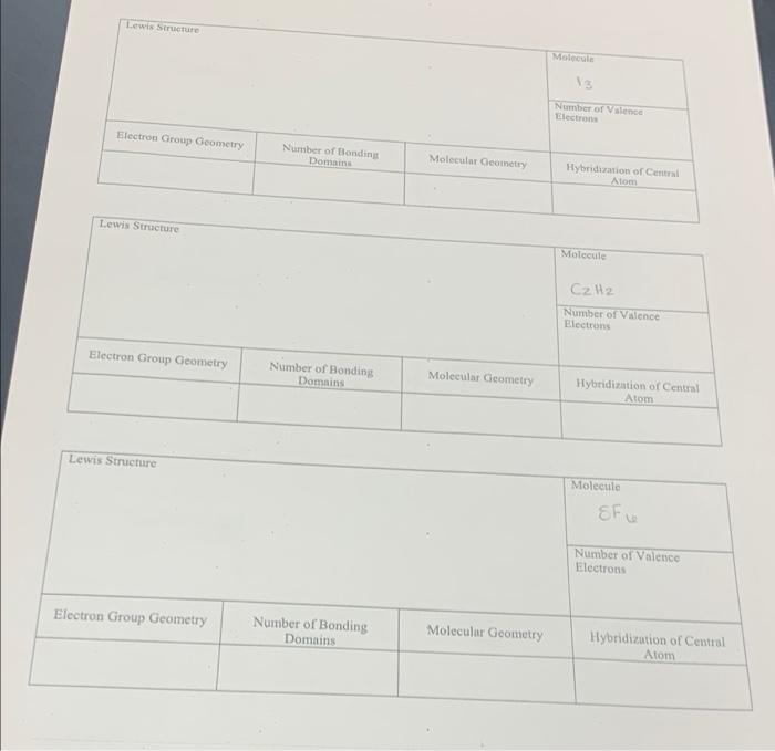Lewis Structures And Molecular Geometry In The Boxes Provided Below Draw The Lewis Structure Of Each Ion Or Molecule Fro 5