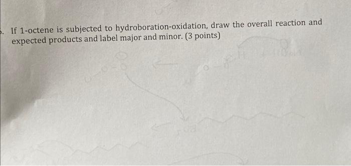 5 If 1 Octene Is Subjected To Hydroboration Oxidation Draw The Overall Reaction And Expected Products And Label Major 1