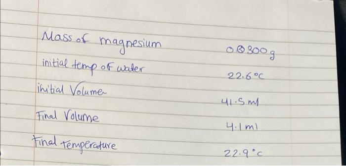 Ata I Calculate The Number Of Moles Of Magnesium Calculate How Many Moles Of Hydrogen You Would Predict To End Up With 3