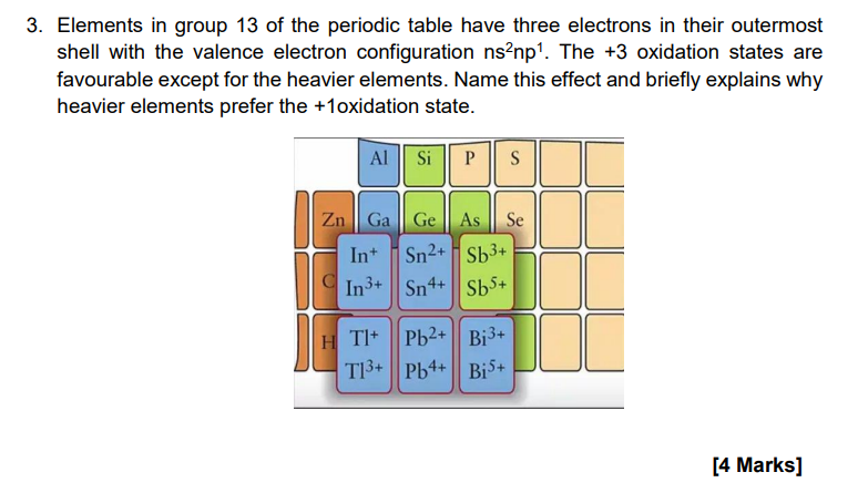 3 Elements In Group 13 Of The Periodic Table Have Three Electrons In Their Outermost Shell With The Valence Electron Co 1