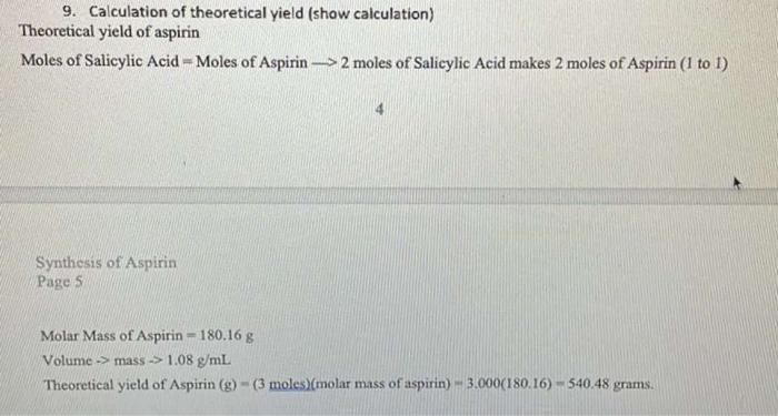 23 How Did The Synthesis Use Different Temperatures To Affect Solubility Of Aspirin Moles Of Salicylic Acid 3g 138 1 3