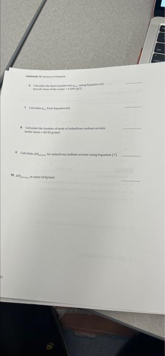 Calculate The Heat Transferred Q Surr Using Equation 5 Specific Heat Of The Water 4 184 J G C 1