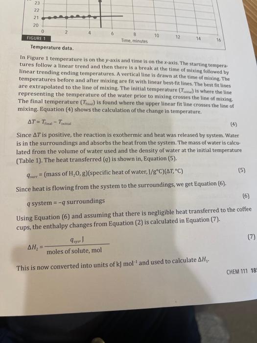 Calculate The Heat Transferred Q Surr Using Equation 5 Specific Heat Of The Water 4 184 J G C 5
