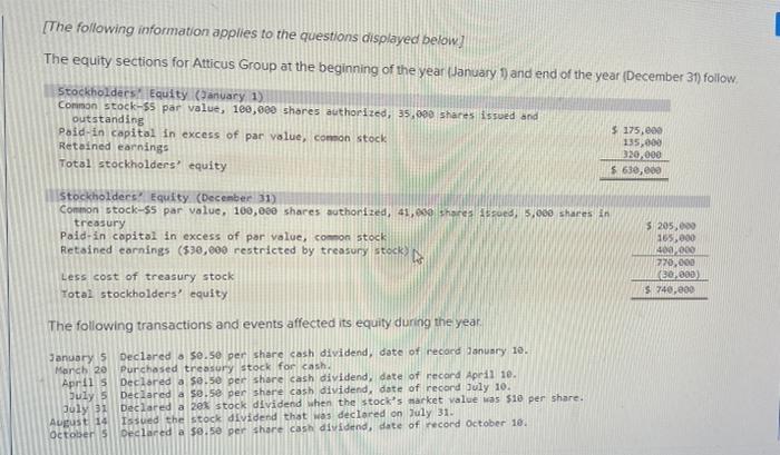The Following Information Applies To The Questions Displayed Below The Equity Sections For Atticus Group At The Beginn 1