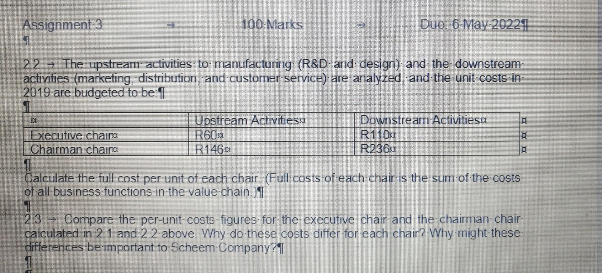 Scheem Company Manufactures A Variety Of Prestige Boardroom Chairs Its Job Costing Systemuses An Activity Based Appro 2