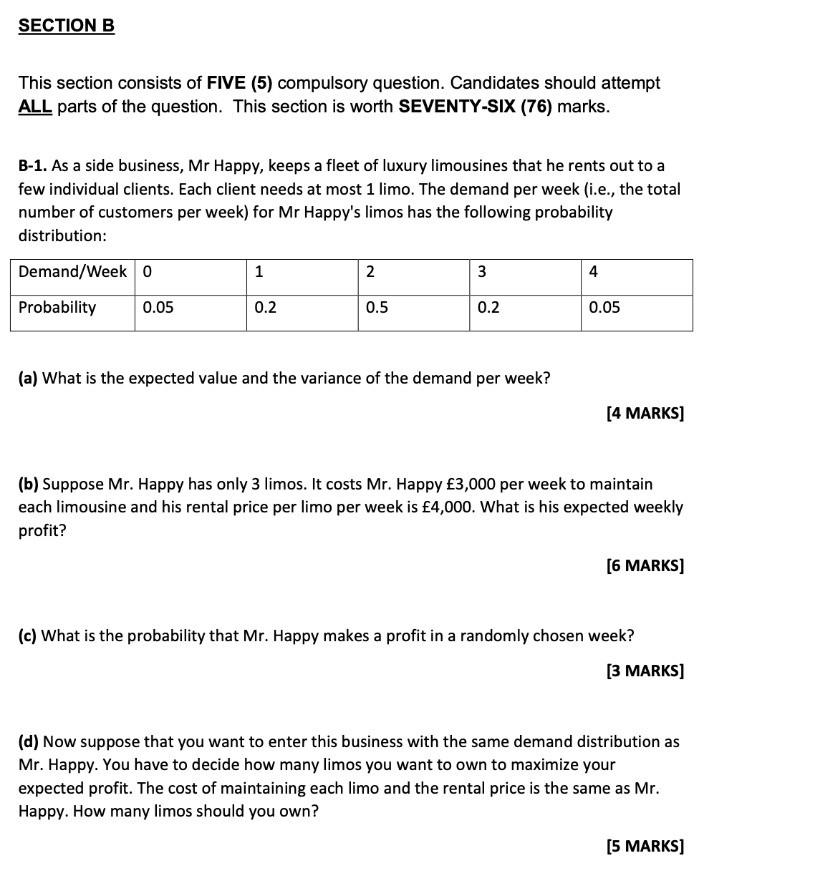 Section B This Section Consists Of Five 5 Compulsory Question Candidates Should Attempt All Parts Of The Question Th 1