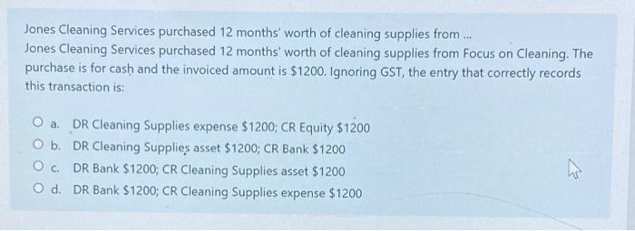 Jones Cleaning Services Purchased 12 Months Worth Of Cleaning Supplies From Jones Cleaning Services Purchased 12 Mo 1