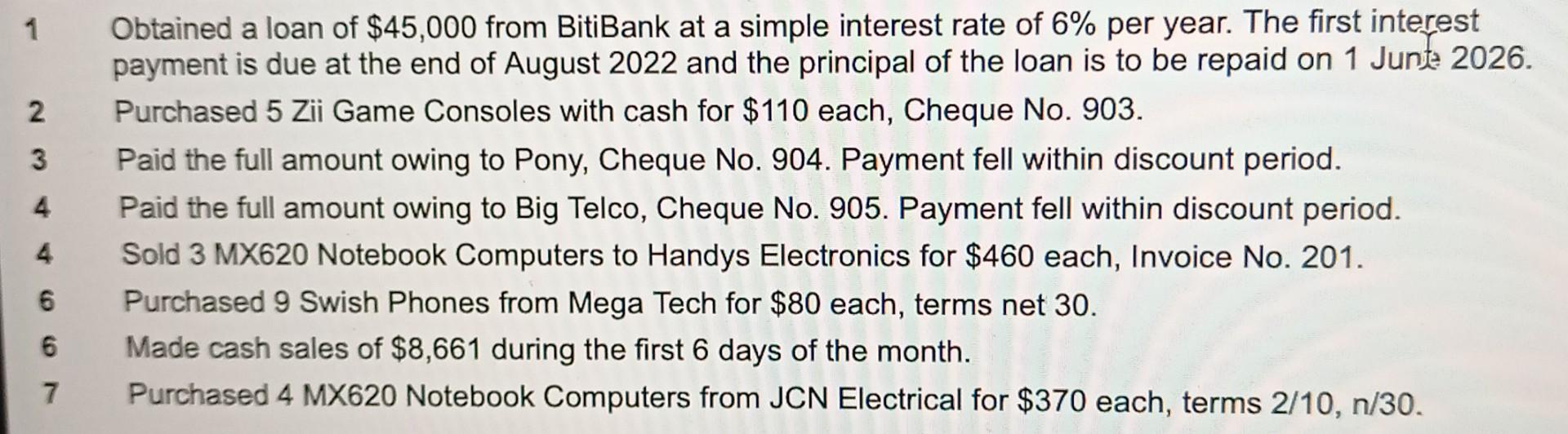 1 2 3 4 Obtained A Loan Of 45 000 From Bitibank At A Simple Interest Rate Of 6 Per Year The First Interest Payment Is 1