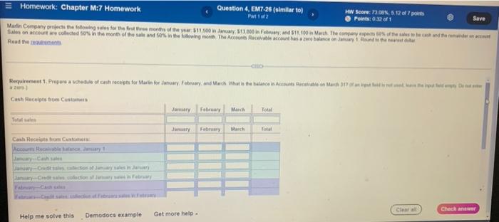 Homework Chapter M 7 Homework Question 4 Em7 26 Similar To Hw Score 73 085 512 Of Pols Save Points 03201 Martin Co 1