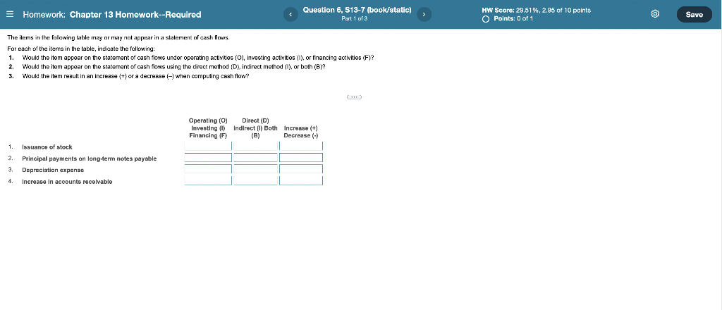 Homework Chapter 13 Homework Required Question 6 S13 7 Book Static Part 1 Of 3 Hw Score 29 51 2 95 Of 10 Point 1