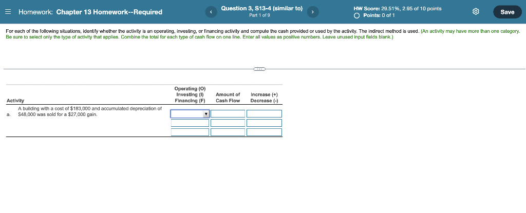 Homework Chapter 13 Homework Required Question 3 S13 4 Similar To Part 1 Of 9 Hw Score 29 51 2 95 Of 10 Points 1
