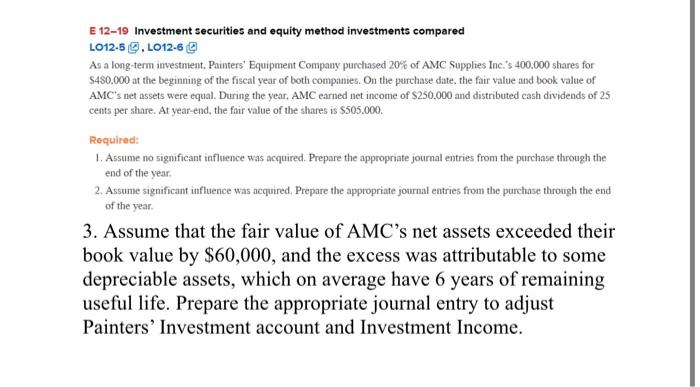E 12 19 Investment Securities And Equity Method Investments Compared Lo12 5 L012 6 As A Long Term Investment Painters 1