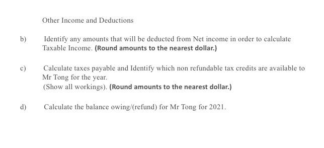 Individual Net Income Taxable Income And Tax Payable Mr Daniel Tong Is Employed As A Project Manager For Portus Ltd 3