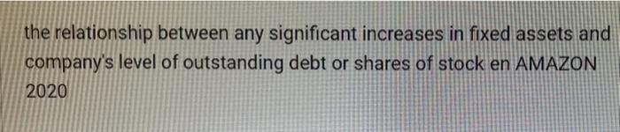 The Relationship Between Any Significant Increases In Fixed Assets And Company S Level Of Outstanding Debt Or Shares Of 1