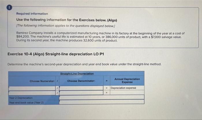 Required Information Use The Following Information For The Exercises Below Algo The Following Information Applies To 1