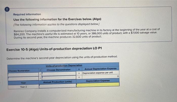 Required Information Use The Following Information For The Exercises Below Algo The Following Information Applies To 1