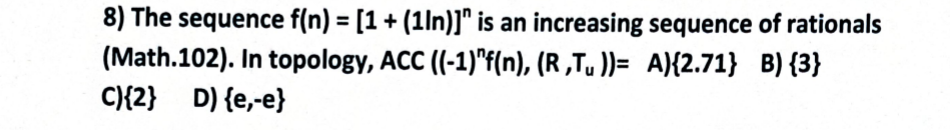 1 If Ci A Int B 1 4 For Some Subsets A B Of 0 6 Then 0 6 T Is A Disconnected B Connected C Second Count 8