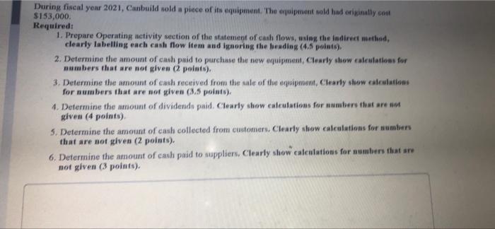 The 2021 Financial Statements Of Cansild Inc Are Presented Below Unit Measure In Thousand 2021 2020 Cash 40 30 Accou 2