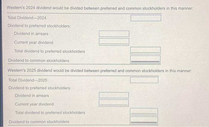 Westem Communications As The Following Stockholders Equity On December 31 2024 Requirement 1 Assuming The Preferred St 2