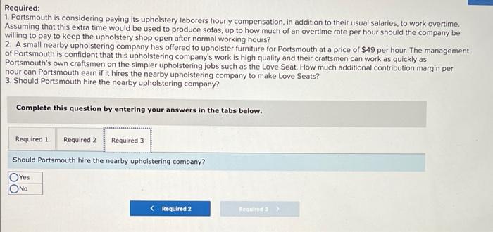Portsmouth Company Makes Upholstered Furniture Its Only Variable Cost Is Direct Materials The Demand For The Company S 3