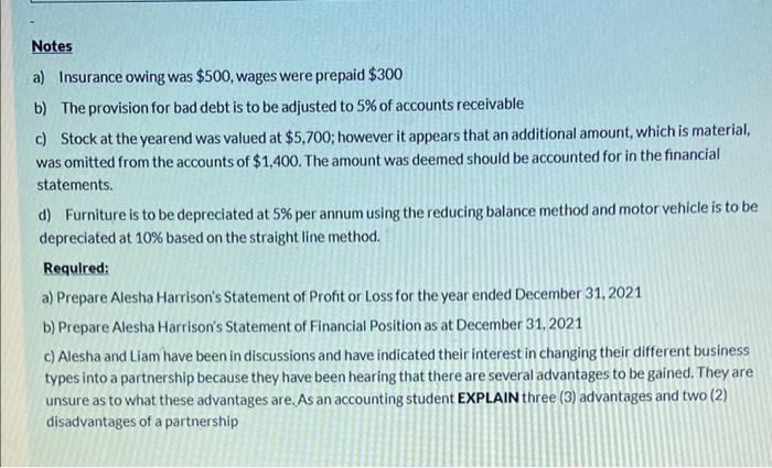 Mentals Of Accounting Sem 2 Ay 2021 2022 Time Left 2 16 3 Alesha Harrison Is A Sole Trader Who Operates A Pastry Shop In 3