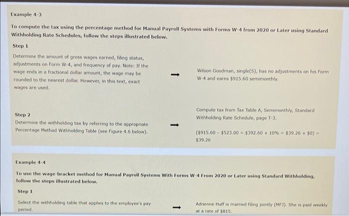 Example 4 3 To Compute The Tax Using The Percentage Method For Manual Payroll Systems With Forms W 4 From 2020 Or Later 1