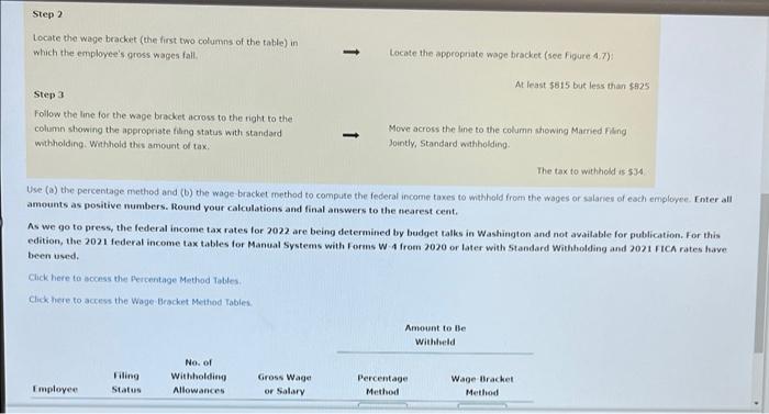 Example 4 3 To Compute The Tax Using The Percentage Method For Manual Payroll Systems With Forms W 4 From 2020 Or Later 2