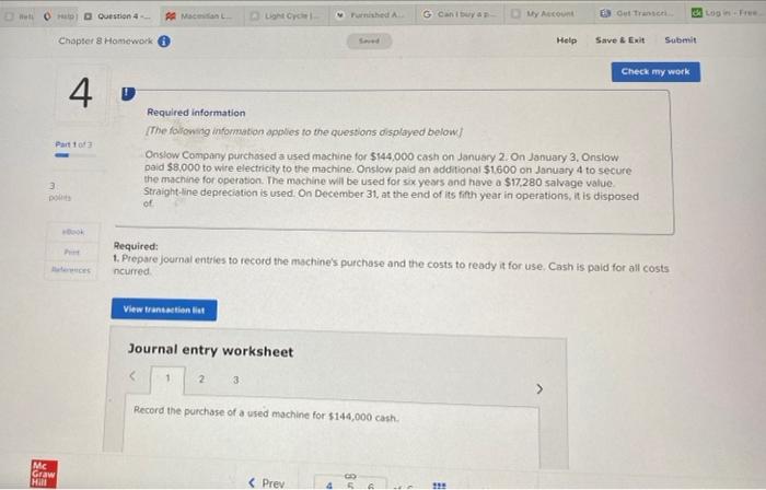 A Macan Logo Hed G Caniwa Loof O Question 4 Chapter 8 Homework Help Save Exit Submit Check My Work 4 D Part Of Require 1