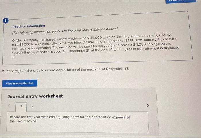 O Required Information The Following Information Applies To The Questions Displayed Below Onslow Company Purchased A Us 2