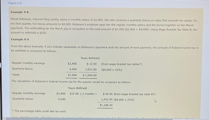 Figure 1 9 Example 48 Mandi Robinson Married Filing Jointly Carns A Monthly Salary Of 2 400 She Also Receives A Quar 1