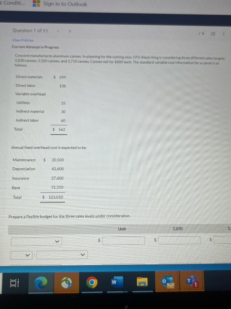 Conditi Sign In To Outlook Question 1 Of 11 74 E 1 View Polldes Current Attempt In Progress Concord Manufactures Alum 1