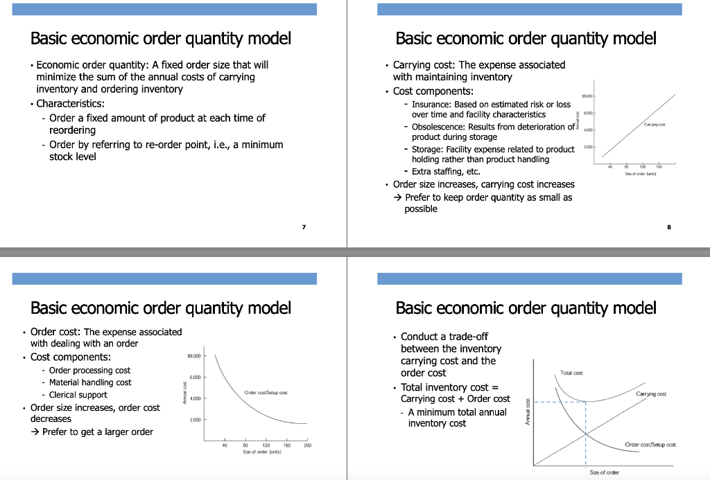 Basic Economic Order Quantity Model Basic Economic Order Quantity Model So Economic Order Quantity A Fixed Order Size 1