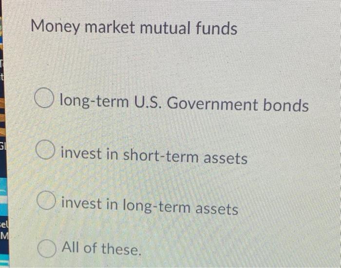Money Market Mutual Funds T Long Term U S Government Bonds Gi O Invest In Short Term Assets Invest In Long Term Assets 1